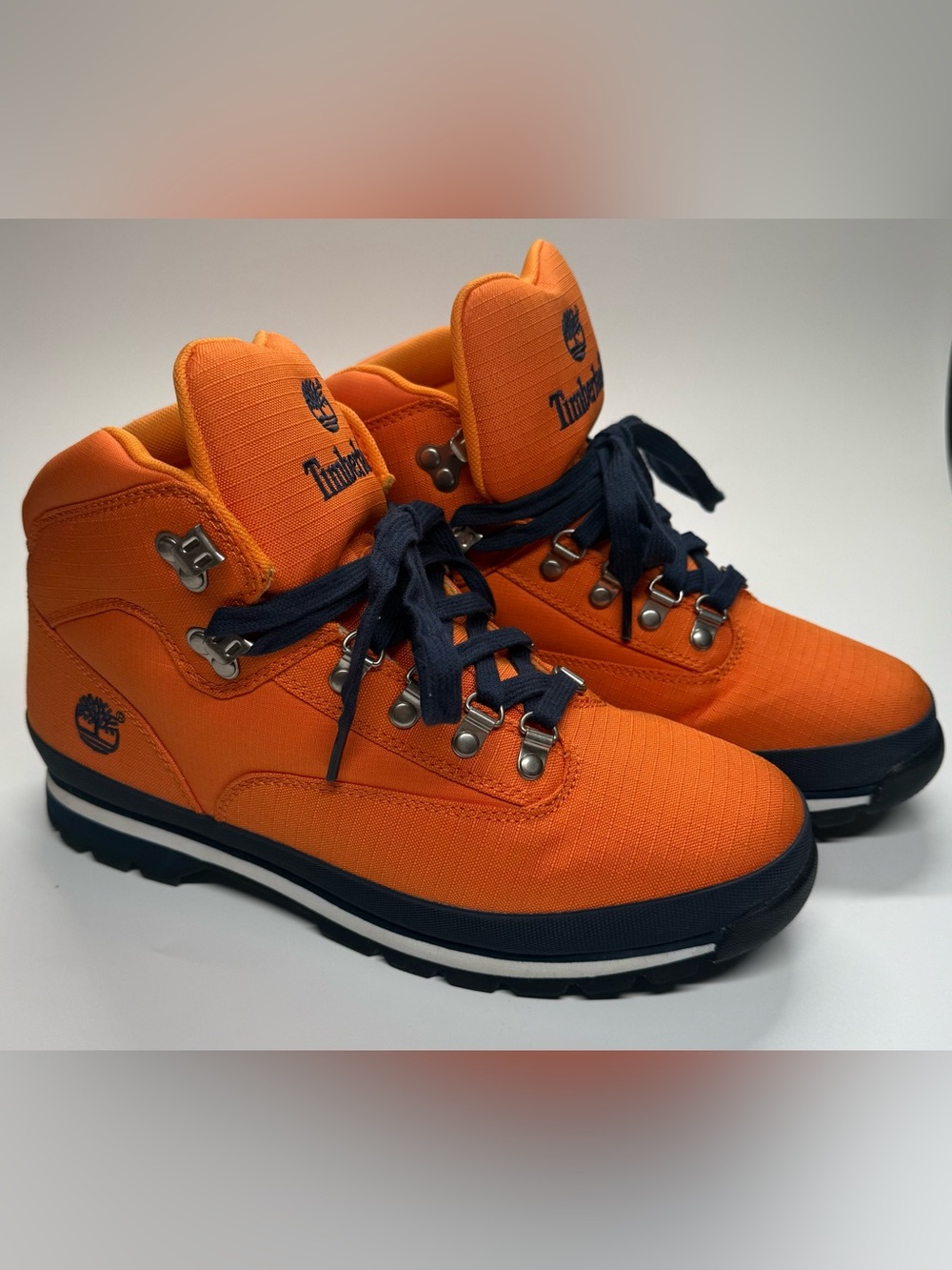 Timberland 6240B Men’s Size 10 Orange Navy Hiking Boots Shoes Hiker Outdoor